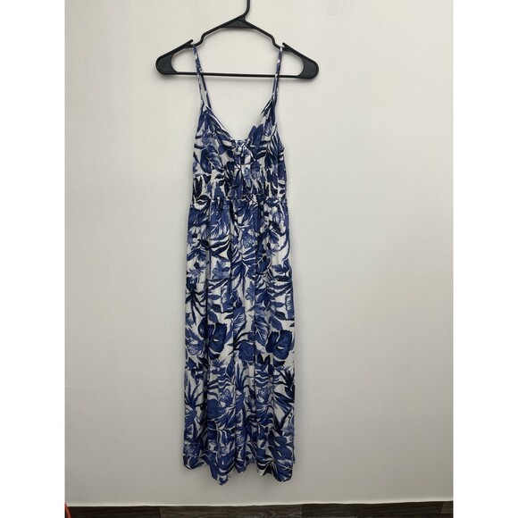 Blush & Day Women’s Dress Tiered Sleeveless Lined Boho Size M Palm Leaf - Picture 4 of 14